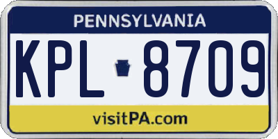 PA license plate KPL8709