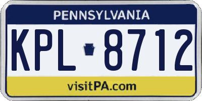 PA license plate KPL8712