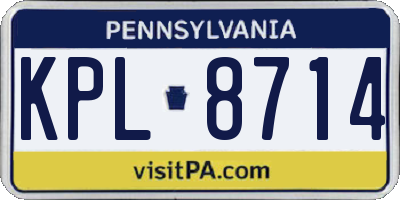 PA license plate KPL8714
