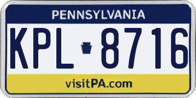 PA license plate KPL8716