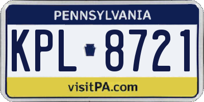 PA license plate KPL8721