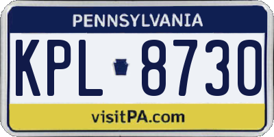 PA license plate KPL8730