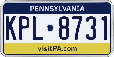 PA license plate KPL8731