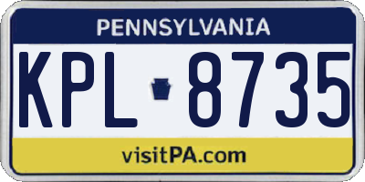PA license plate KPL8735
