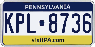 PA license plate KPL8736