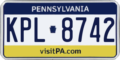 PA license plate KPL8742