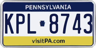 PA license plate KPL8743