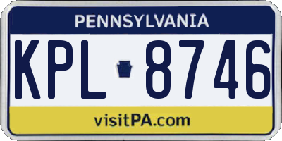 PA license plate KPL8746