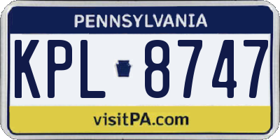 PA license plate KPL8747
