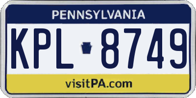 PA license plate KPL8749