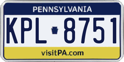 PA license plate KPL8751