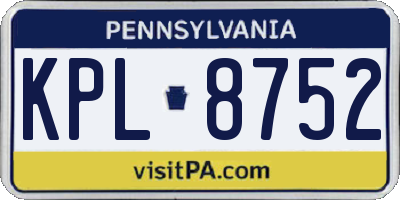 PA license plate KPL8752