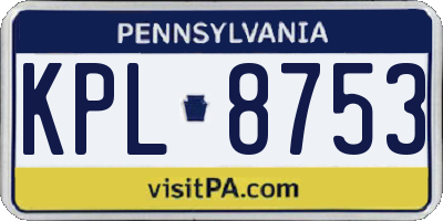 PA license plate KPL8753