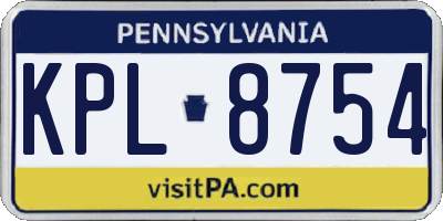 PA license plate KPL8754