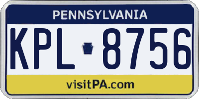 PA license plate KPL8756