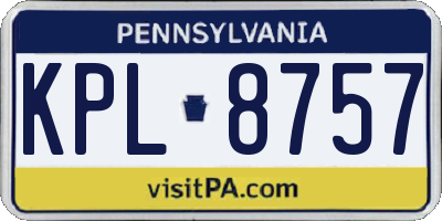 PA license plate KPL8757
