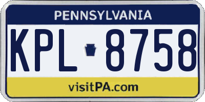 PA license plate KPL8758