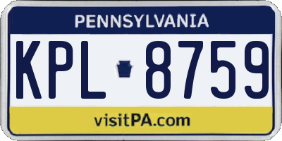PA license plate KPL8759