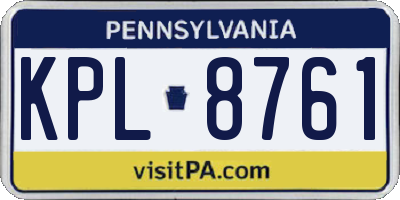 PA license plate KPL8761