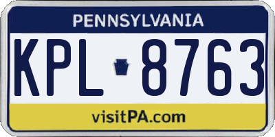 PA license plate KPL8763