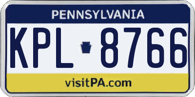 PA license plate KPL8766