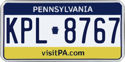 PA license plate KPL8767