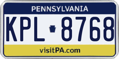 PA license plate KPL8768