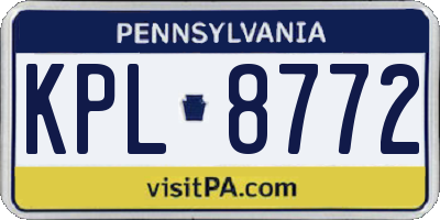 PA license plate KPL8772