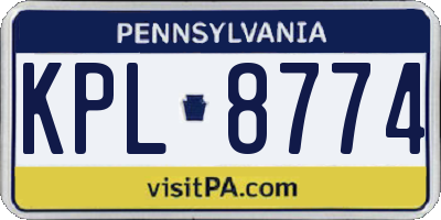 PA license plate KPL8774
