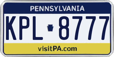 PA license plate KPL8777