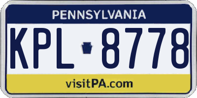 PA license plate KPL8778