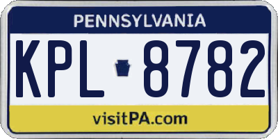 PA license plate KPL8782