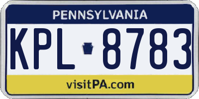 PA license plate KPL8783