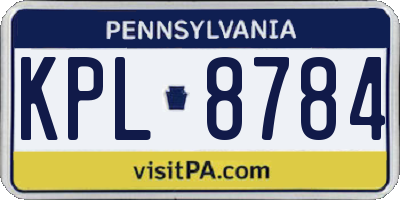 PA license plate KPL8784