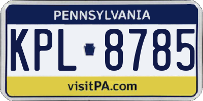 PA license plate KPL8785