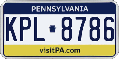 PA license plate KPL8786