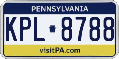 PA license plate KPL8788