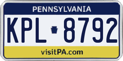 PA license plate KPL8792
