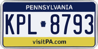 PA license plate KPL8793