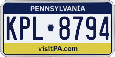 PA license plate KPL8794