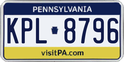 PA license plate KPL8796