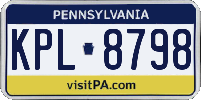 PA license plate KPL8798