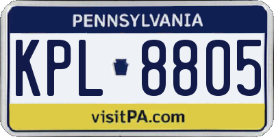 PA license plate KPL8805