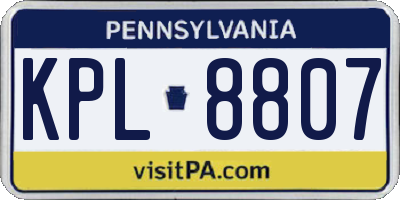 PA license plate KPL8807