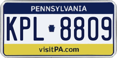 PA license plate KPL8809