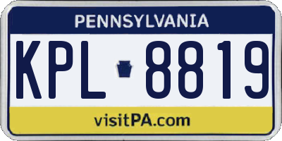 PA license plate KPL8819