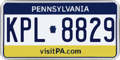 PA license plate KPL8829