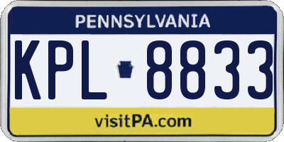 PA license plate KPL8833