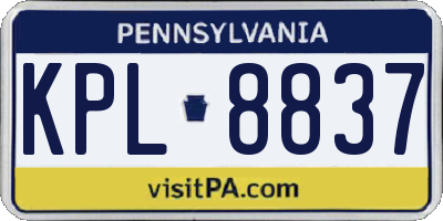 PA license plate KPL8837
