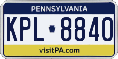 PA license plate KPL8840